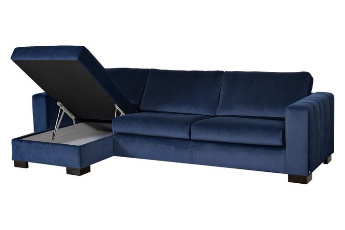 Угловой диван-кровать Ralph темно-синего цвета - лучшие Угловые диваны в INMYROOM