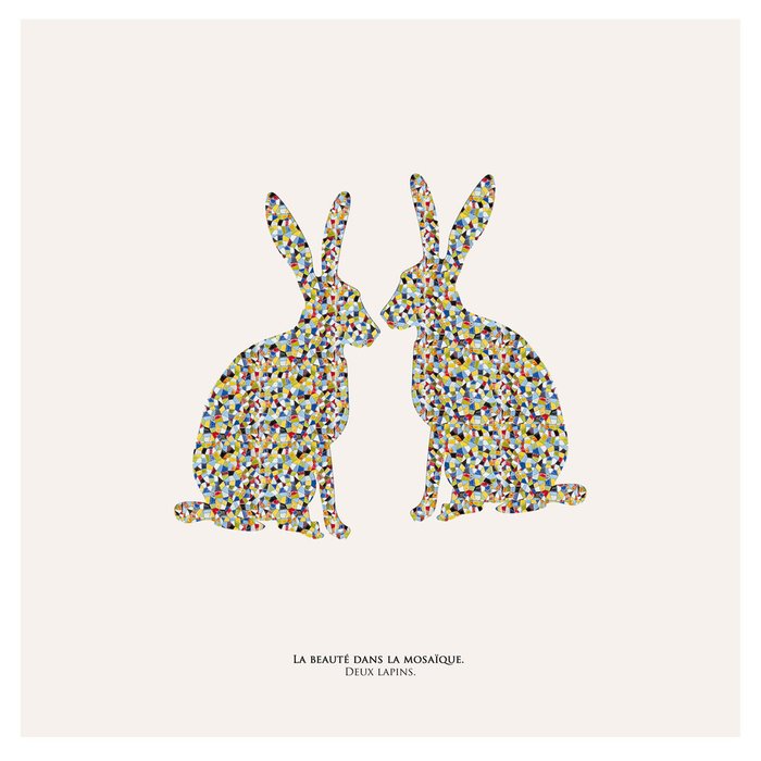Картина (репродукция, постер): Зайцы в мозаике 