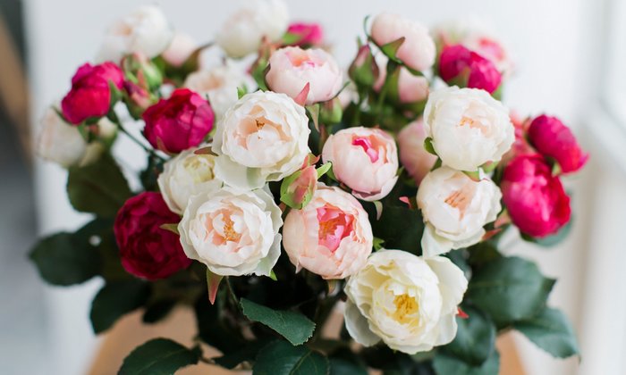 Композиция из искусственных цветов - Кустовые розы Лотте - лучшие Декоративные цветы в INMYROOM