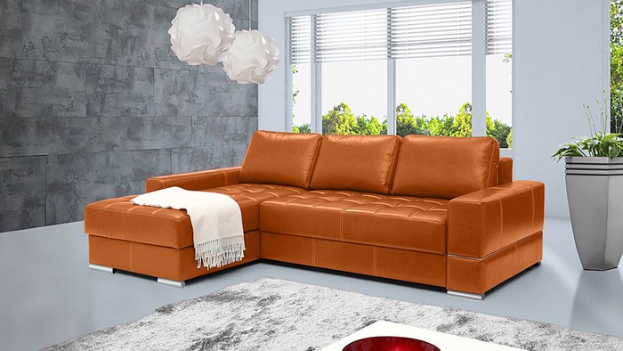 Угловой диван-кровать Матео оранжевого цвета - купить Угловые диваны по цене 93000.0