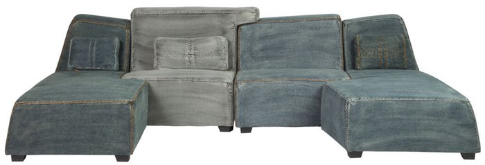 П-образный диван из джинсовой ткани  - купить Угловые диваны по цене 180440.0