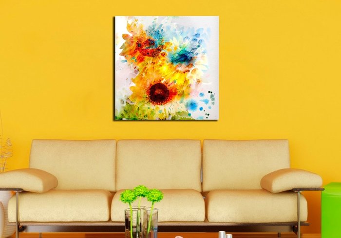 Интерьерная картина на стену "Цветные подсолнухи" - купить Принты по цене 3190.0