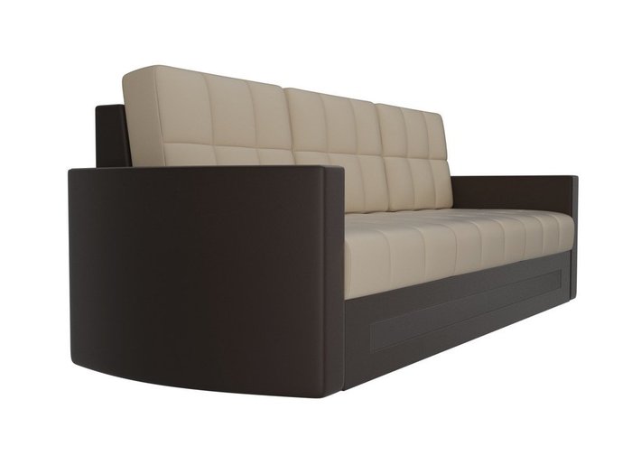 Прямой диван-кровать Белла бежево-коричневого цвета (экокожа) - лучшие Прямые диваны в INMYROOM