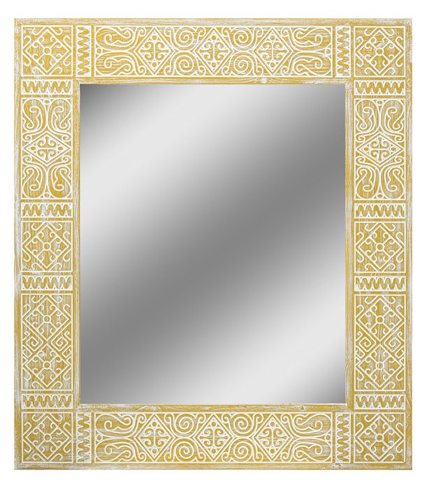 Настенное зеркало Persia Yellow в раме из массива сосны