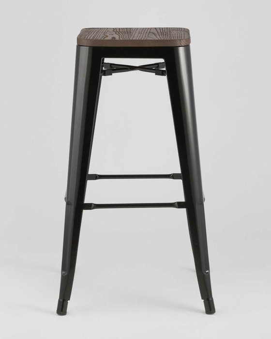 Стул барный Tolix Wood черного цвета - лучшие Барные стулья в INMYROOM
