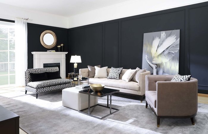 Диван двухместный Пати черно-белого цвета - лучшие Прямые диваны в INMYROOM