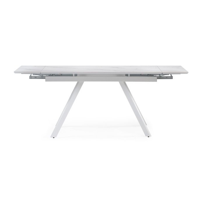 Раздвижной обеденный стол Габбро белого цвета - лучшие Обеденные столы в INMYROOM