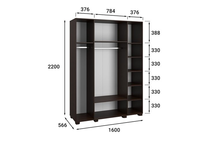 Шкаф четырехдверный с четырьмя зеркалами Монблан темно-коричневого цвета - купить Шкафы распашные по цене 68386.0