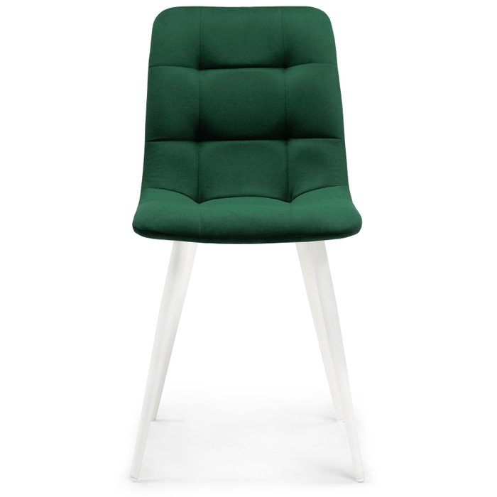 Стул Чилли зеленого цвета на белых ножках - купить Обеденные стулья по цене 3790.0
