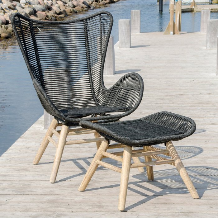 Кресло с банкеткой Helsinki черного цвета - купить Садовые кресла по цене 59800.0