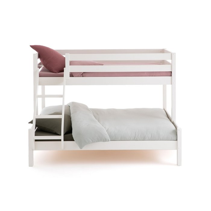 Детская двухъярусная трехместная кровать Meeting 140x190 белого цвета - купить Двухъярусные кроватки по цене 56456.0