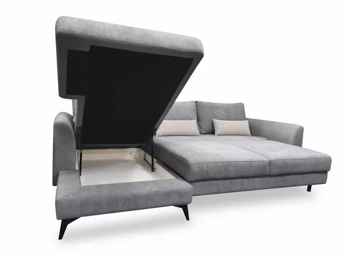 Угловой диван-кровать Лондон темно-серого цвета - лучшие Угловые диваны в INMYROOM