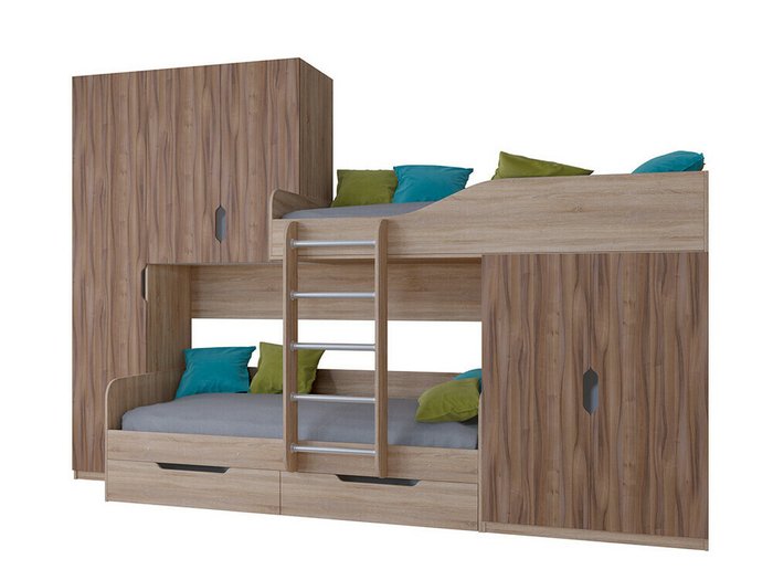 Двухъярусная кровать Лео 80х190 цвета Дуб Сонома-Орех