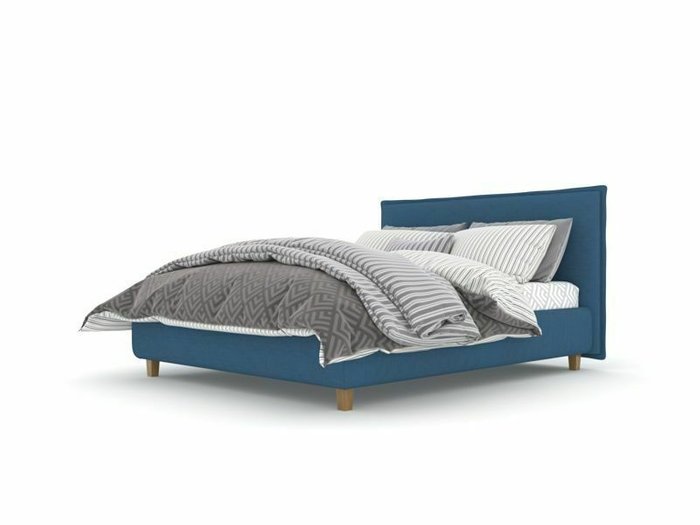 Кровать Лиде Box High 160х200 синего цвета с подъемным механизмом - купить Кровати для спальни по цене 48700.0