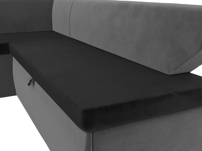 Угловой диван-кровать Омура серо-черного цвета левый угол - лучшие Угловые диваны в INMYROOM