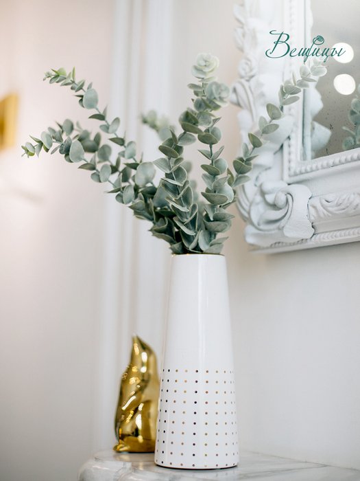 Декоративная ваза Арт Деко белого цвета - купить Вазы  по цене 1237.0