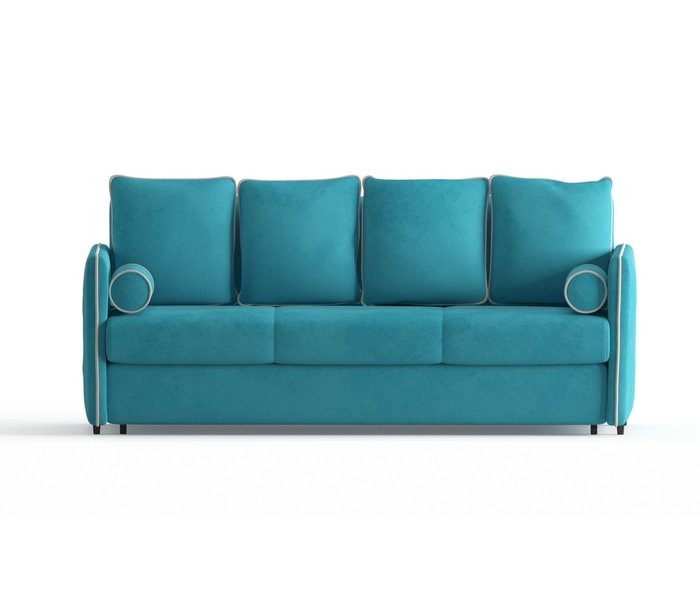 Диван-кровать Адмирал в обивке из велюра голубого цвета  - купить Прямые диваны по цене 44590.0