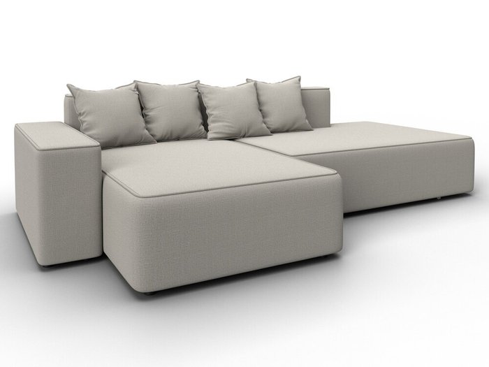 Угловой диван-кровать Лига-079 светло-бежевого цвета левый - купить Угловые диваны по цене 68990