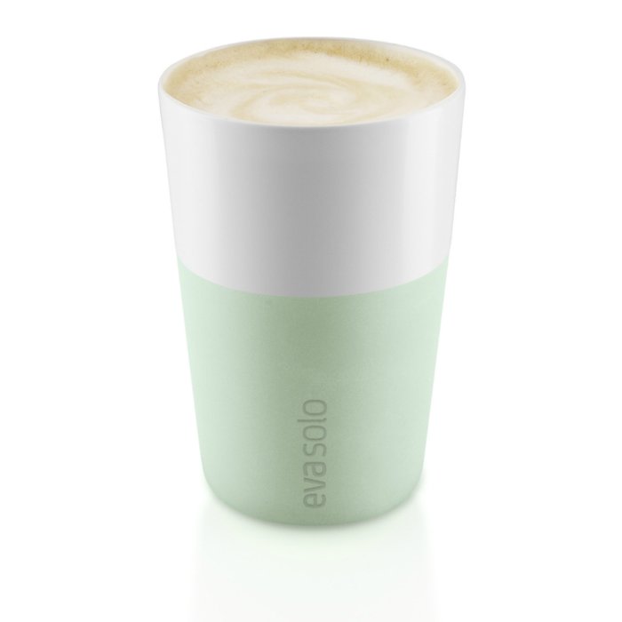 Набор из двух чашек для латте бело-зеленого цвета