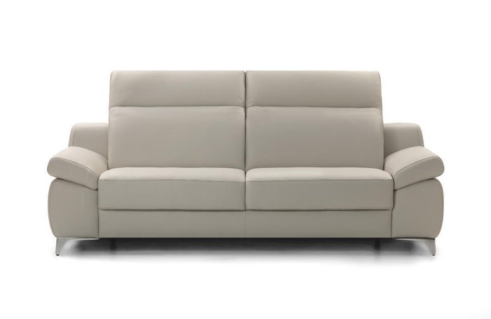 Прямой кожаный диван Levana серого цвета - лучшие Прямые диваны в INMYROOM