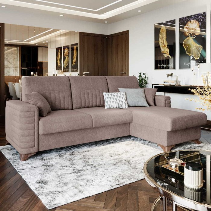Угловой диван-кровать Софи коричневого цвета - купить Угловые диваны по цене 93146.0