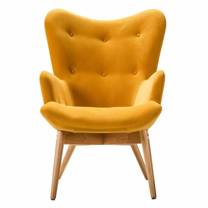 Кресло Хайбэк желтого цвета  - купить Интерьерные кресла по цене 26410.0