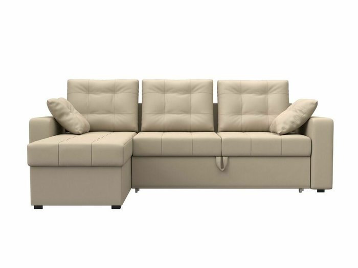 Угловой диван-кровать Камелот бежевого цвета (экокожа) левый угол - купить Угловые диваны по цене 45999.0