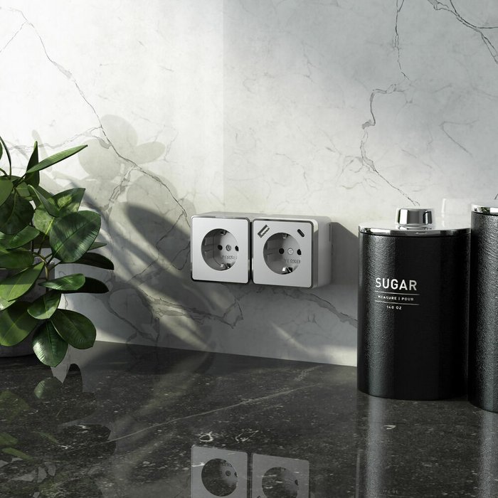 Розетка с заземлением, шторками и USB тип A+C Gallant серебряный W5071706 Накладные механизмы Gallant серебряные - купить Розетки по цене 4460.0 Розетка с заземлением, шторками и USB тип A+C Gallant серебряный W5071706 Накладные механизмы Gallant серебряные - купить Розетки по цене 4460.0