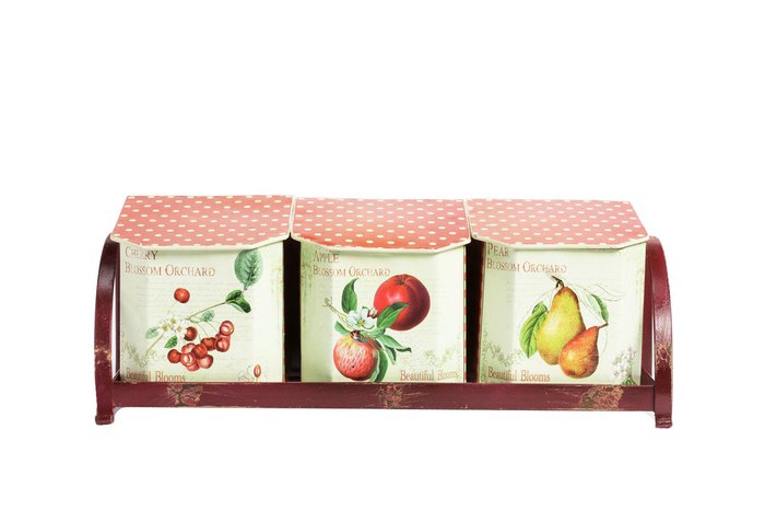 Набор емкостей для хранения на подставке Fruits - лучшие Емкости для хранения в INMYROOM Набор емкостей для хранения на подставке Fruits - лучшие Емкости для хранения в INMYROOM