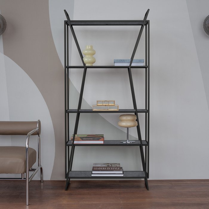 Стеллаж Oslo Mini серо-черного цвета - лучшие Стеллажи в INMYROOM Стеллаж Oslo Mini серо-черного цвета - лучшие Стеллажи в INMYROOM