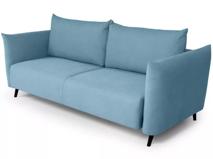 Диван-кровать Menfi голубого цвета с черными ноками  - купить Прямые диваны по цене 111960.0