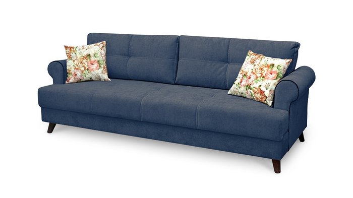 Прямой диван-кровать Мирта Лайт синего цвета