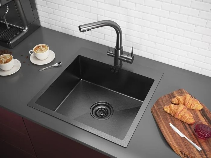 Кухонная мойка квадратная Paulmark Velten 51х51 см черного цвета - лучшие Кухонные мойки в INMYROOM