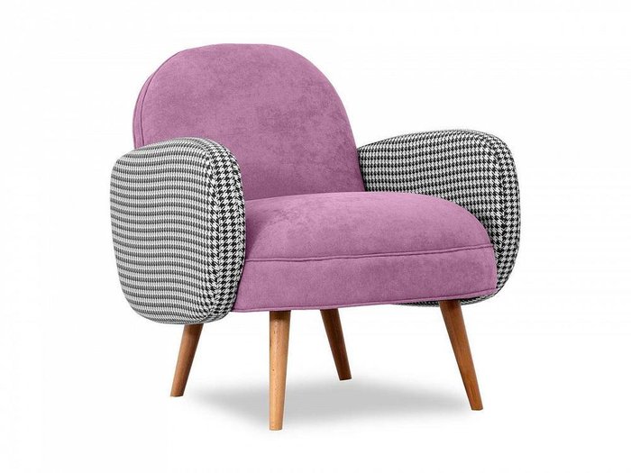 Кресло Bordo лилового цвета с коричневыми ножками 
