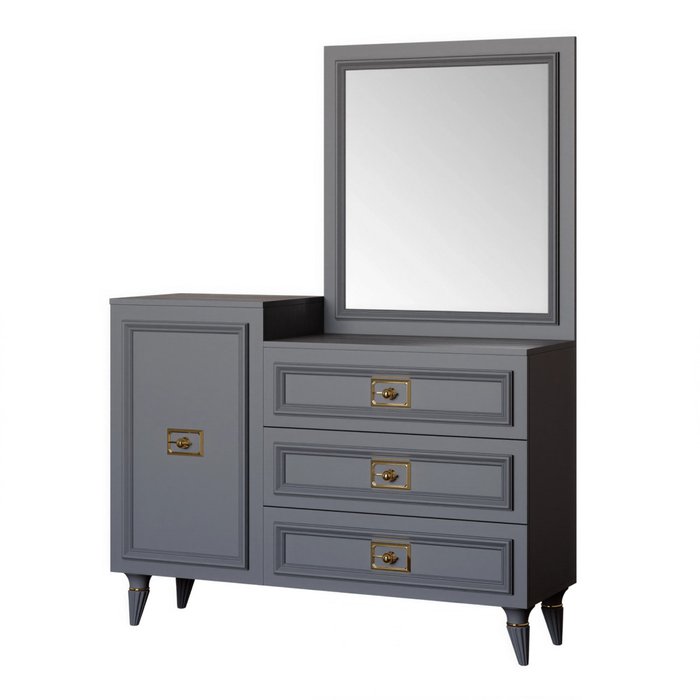 Комод Валенсия серого цвета с зеркалом