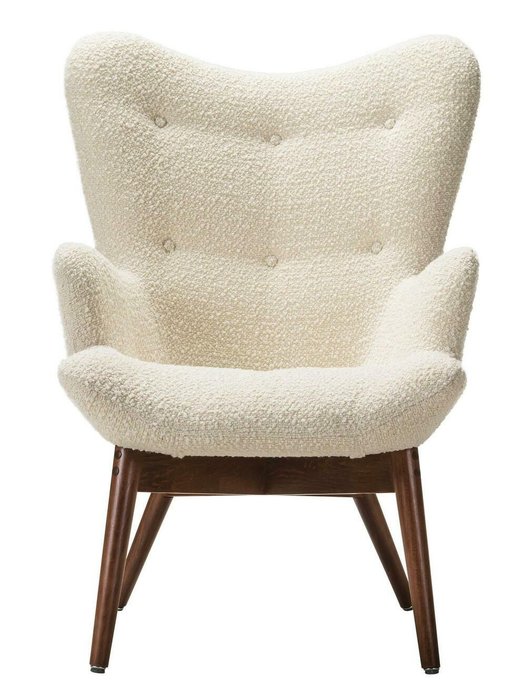 Кресло Хайбэк светло-бежевого цвета с коричневыми ножками - купить Интерьерные кресла по цене 33470.0