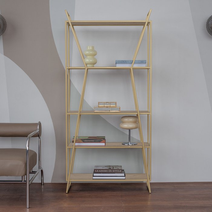 Стеллаж Oslo Mini коричнво-золотого цвета - купить Стеллажи по цене 35500.0 Стеллаж Oslo Mini коричнво-золотого цвета - купить Стеллажи по цене 35500.0