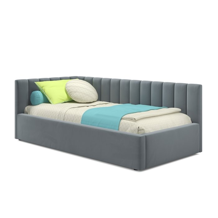 Кровать с подъемным механизмом и матрасом Milena 90х200 серого цвета