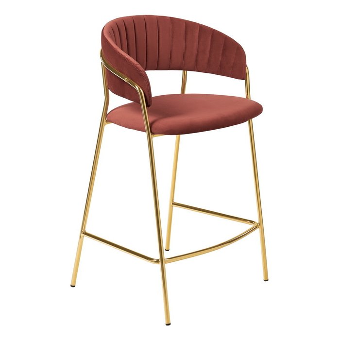 Полубарный стул Turin терракотового цвета с золотыми ножками
