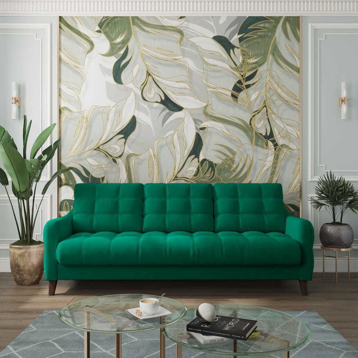 Диван-кровать Бремен зеленого цвета - купить Прямые диваны по цене 94568.0