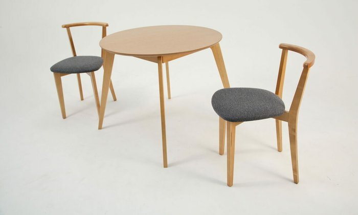 Набор из стола Arki К 90 и двух стульев Франк ПМ бежево-графитового цвета - купить Обеденные группы по цене 35880.0