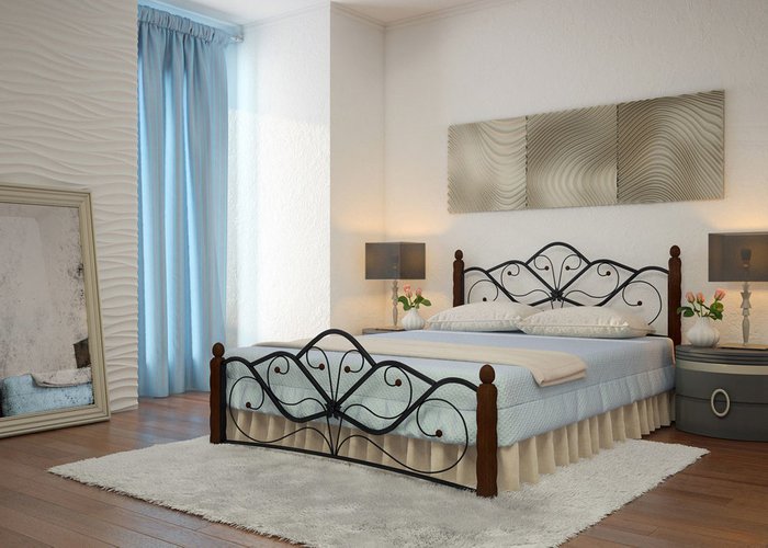 Кровать Венера 160х200 черно-коричневого цвета - купить Кровати для спальни по цене 28432.0