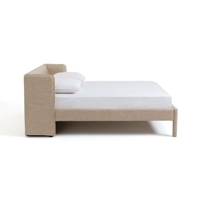 Кровать с отделкой тканью меланж Bethany 180x200 бежевого цвета - купить Кровати для спальни по цене 117369.0