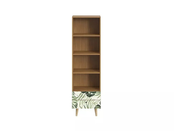 Книжный шкаф Frida с принтом Брэнсон и деревянными ножками - купить Книжные шкафы по цене 27900.0