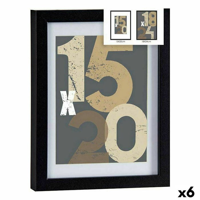 Фоторамка 20,5 x 2,5 x 26,5 cm Чёрный Cтекло Деревянный MDF (6 штук)