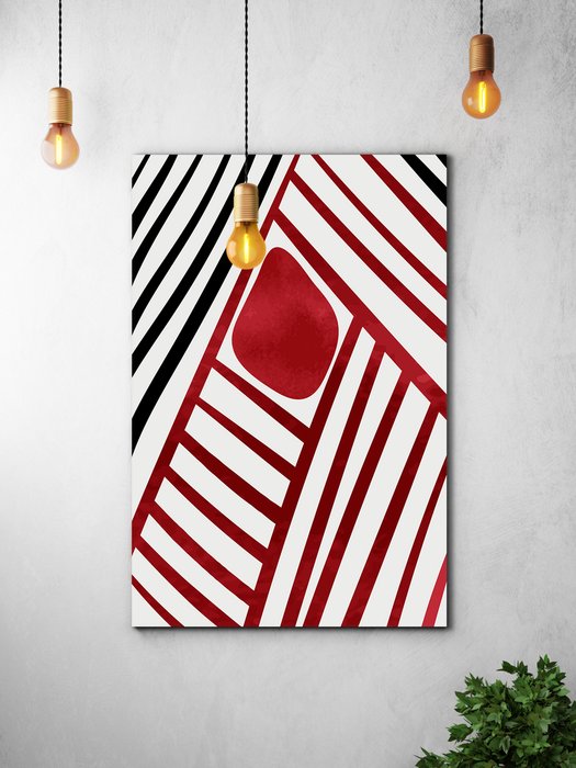 Картина Черный белый красный 67х100 на холсте с деревянным подрамником - купить Картины по цене 7225.0