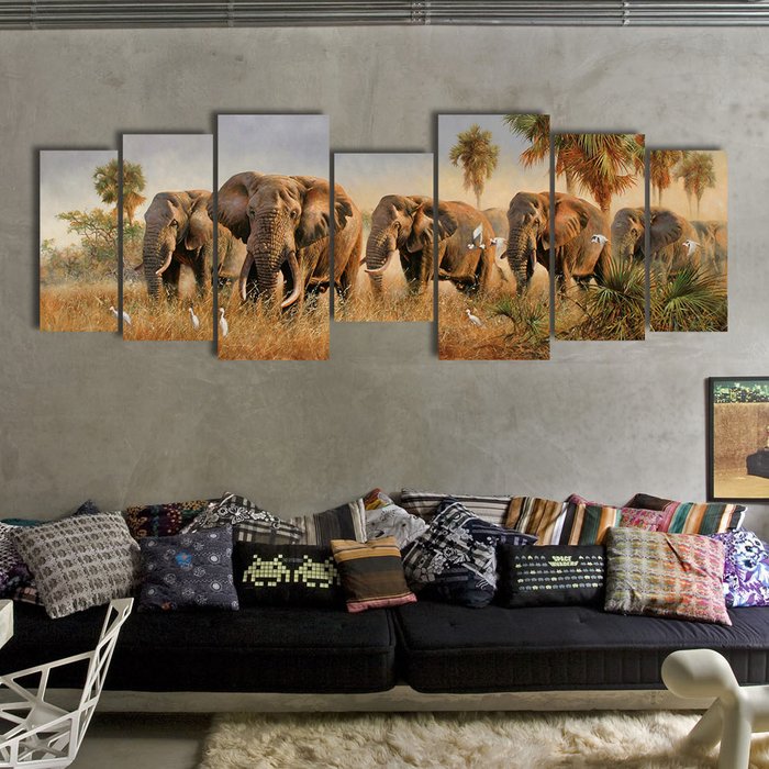 Полиптих "Стадо слонов" - купить Принты по цене 3999.0