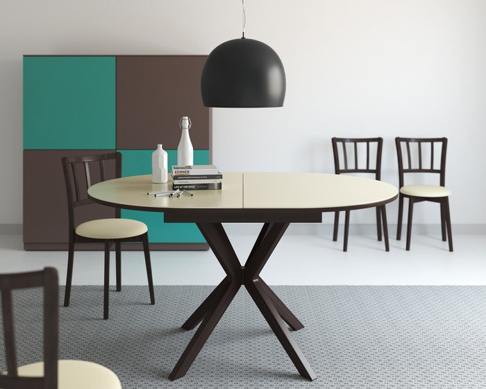 Стол раскладной обеденный бежево-коричневого цвета - лучшие Обеденные столы в INMYROOM