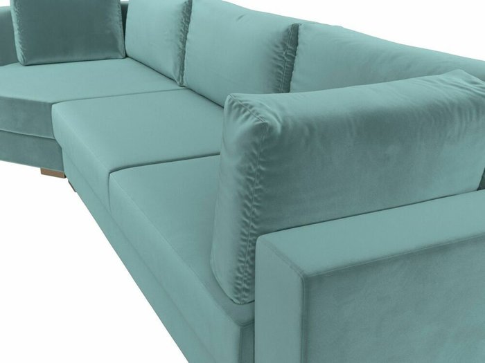 Угловой диван-кровать Лига 026 бирюзового цвета левый угол - лучшие Угловые диваны в INMYROOM