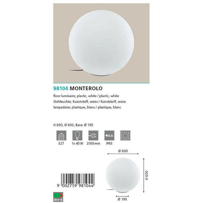 Уличный декоративный светильник Monterolo XL белого цвета - купить Наземные светильники по цене 34990.0